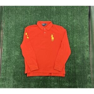 Polo Ralph Lauren Shirt Mens Extra Large Orange Big Pony Long Sleeve 3 Logo